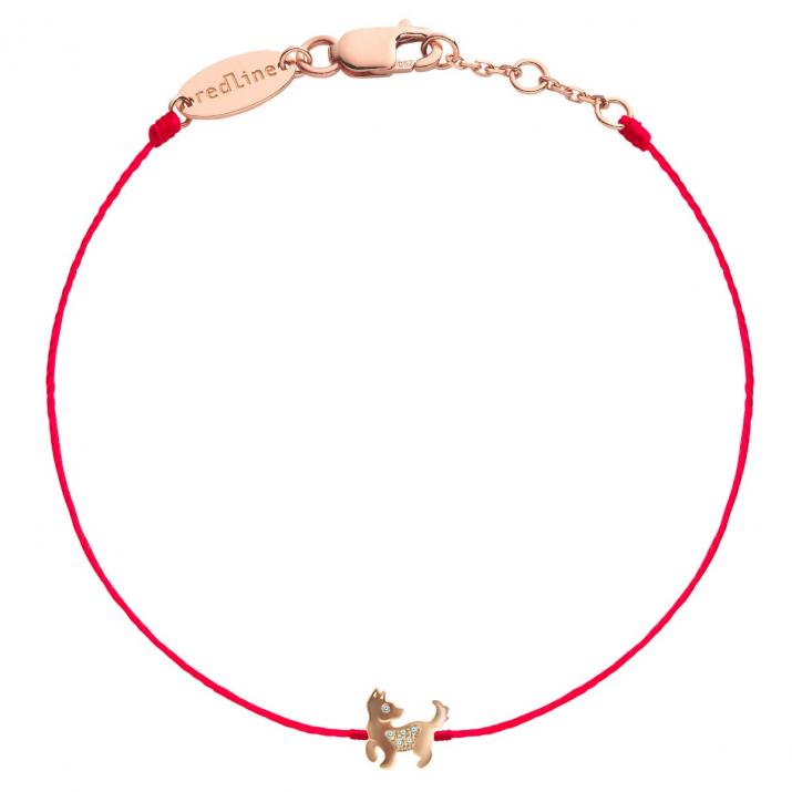 String Bracelet For Women with 0.001594ct Round Diamond in Yellow Gold Pavé Setting - Redline