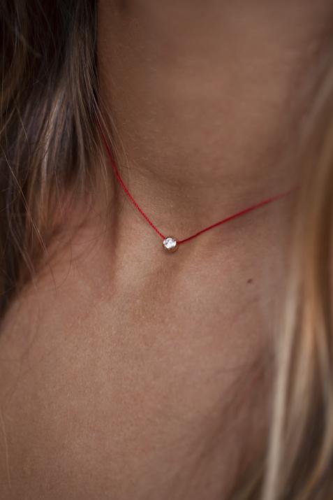 Collier fil avec diamant 0.20 carat serti clos or jaune - Redline - 0++