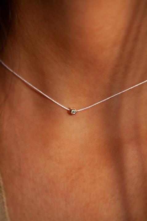 Колье Mini Pure Fish из желтого золота с нитью - Redline - 0++