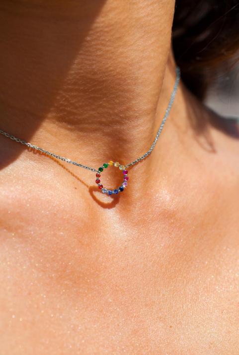 Aurelange Rainbow Sapphires Chee Collece Collece White Gold - Redline - 0++