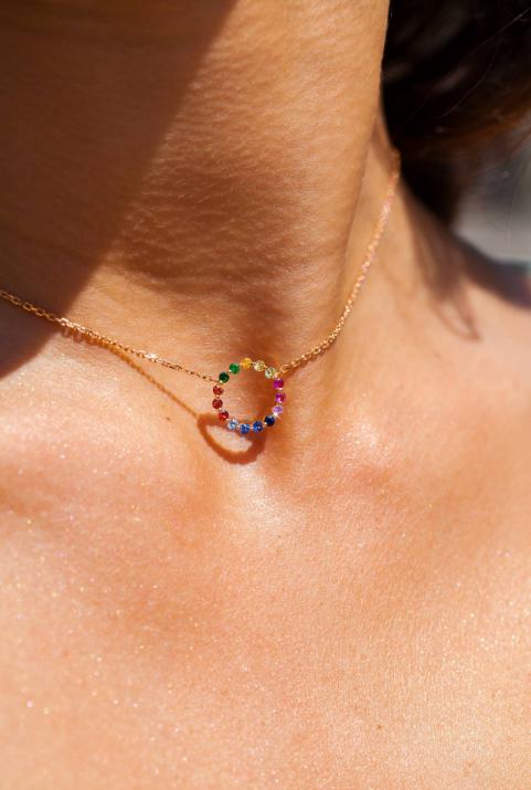 Aurelange Rainbow Sapphires Ожерелье розовое золото - Redline - 0++