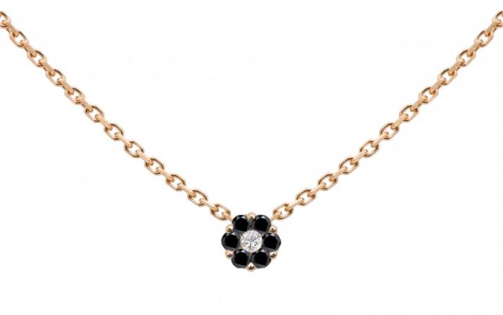 Chain Necklace For Women with 0.06ct Round Diamond in Rose Gold Cluster Setting - Redline