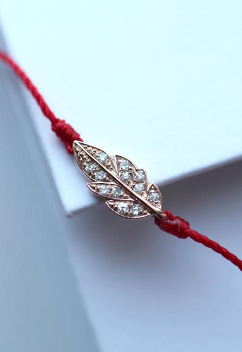 String Bracelet For Women with 0.035ct Round Diamond in Rose Gold Pavé Setting - Redline - 0++