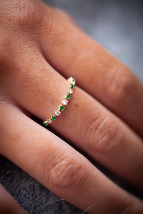 Кольцо Мэрилин Изумру Желтого Золота - Redline - 0++