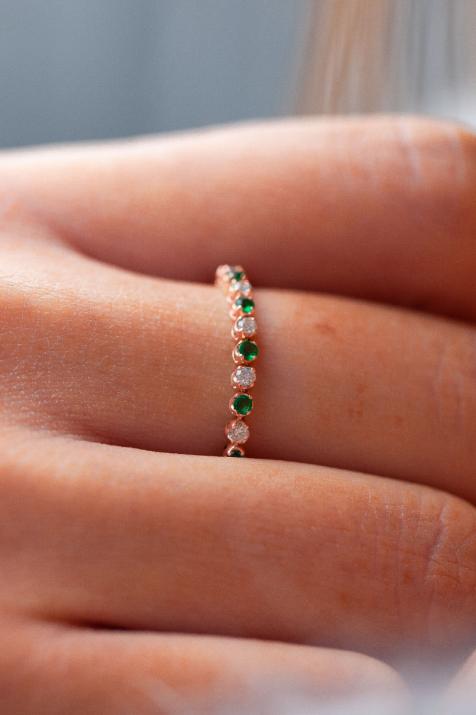 Кольцо Мэрилин изумрурное розовое золото - Redline - 0++