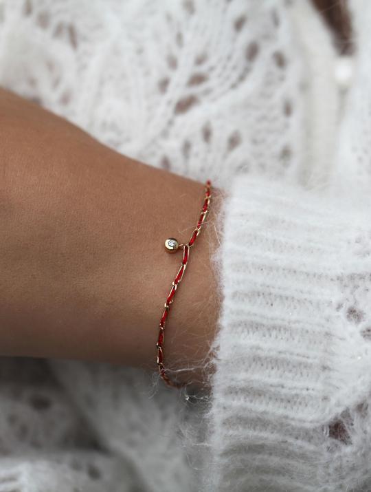 Браслет-чередование из желтого золота с нитью и бриллиантом - Redline - 0++