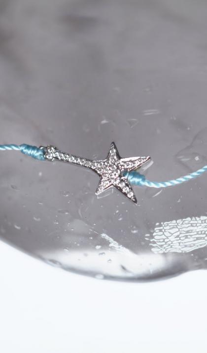 Star Guitar thread bracelet in White Gold with diamonds - Redline