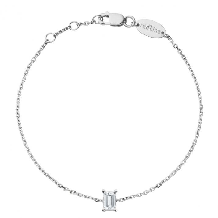 Chain Bracelet For Women with 0.10ct Princess Diamond in White Gold Prong Setting - Redline - 0++
