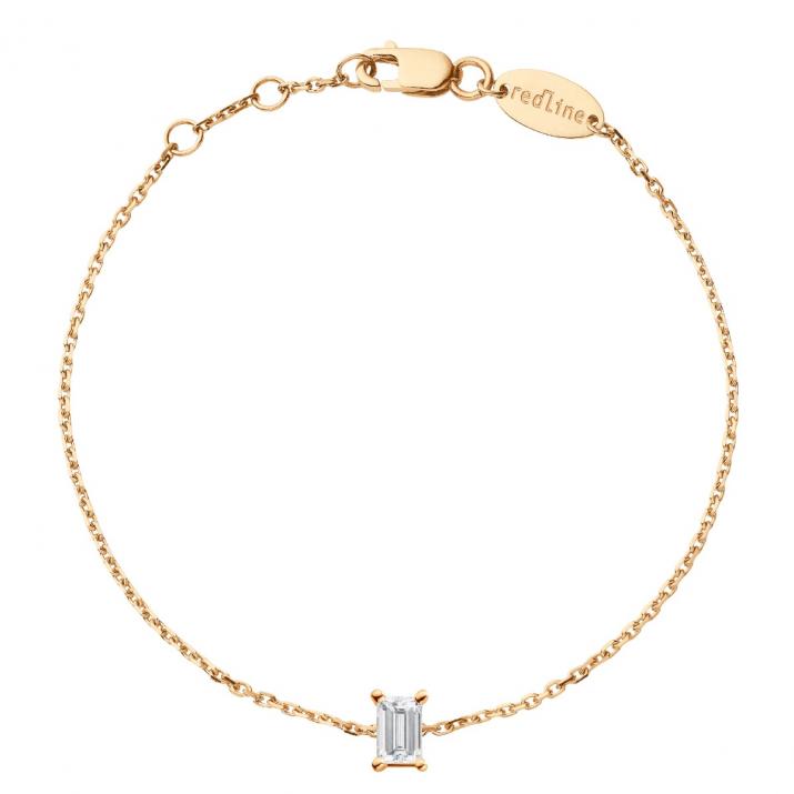 Chain Bracelet For Women with 0.10ct Princess Diamond in Rose Gold Prong Setting - Redline - 0++