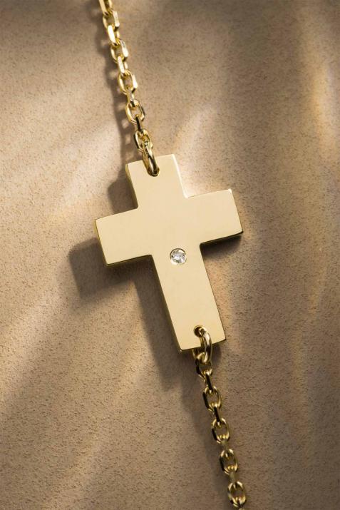 Chain Bracelet For Women with 0.01ct Round Diamond in Yellow Gold Pavé Setting - Redline - 0++