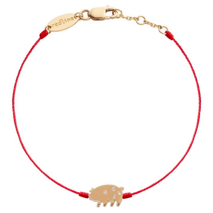 String Bracelet For Women with 0.011ct Round Diamond in Yellow Gold Pavé Setting - Redline - 0++