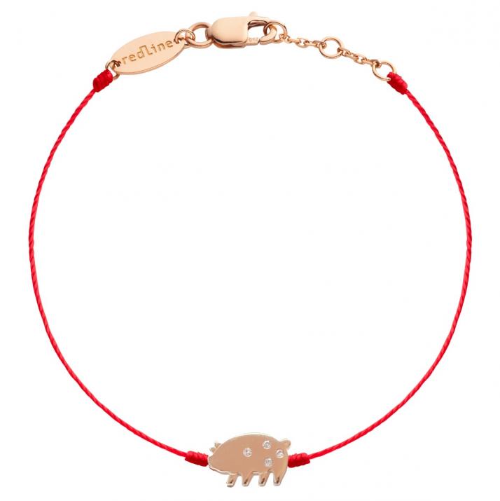 String Bracelet For Women with 0.011ct Round Diamond in Rose Gold Pavé Setting - Redline - 0++