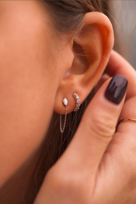 Серьга-цепочка Majesté Courtoise из белого золота - Redline - 0++