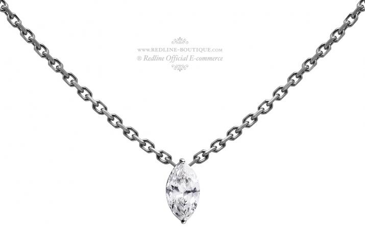 Chain Necklace For Women with 0.20ct Marquise Diamond in Black Gold Prong Setting - Redline