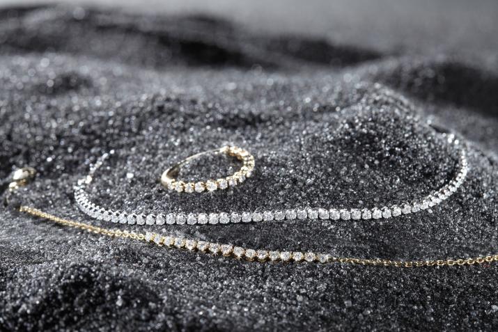 String Bracelet For Women with 0.30ct Round Black Diamond in Black Gold Prong Setting - Redline - 0++