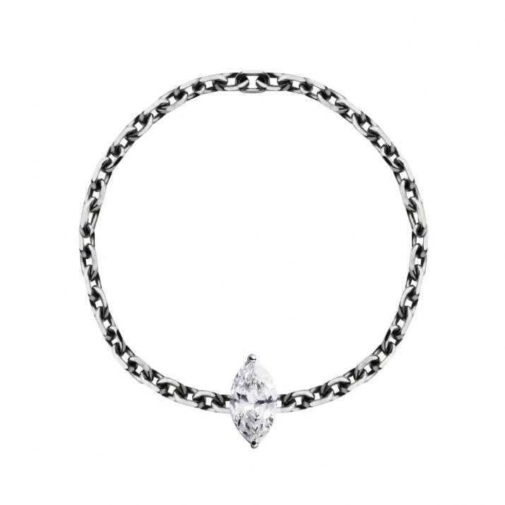 Ring with 0.10ct Marquise Diamond in Black Gold Prong Setting - Redline - 0++