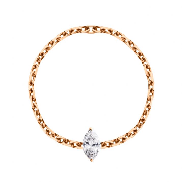 Ring with 0.10ct Marquise Diamond in Rose Gold Prong Setting - Redline - 0++