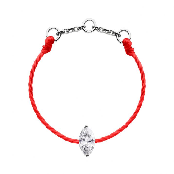 String Ring with 0.10ct Marquise Diamond in White Gold Prong Setting - Redline - 0++