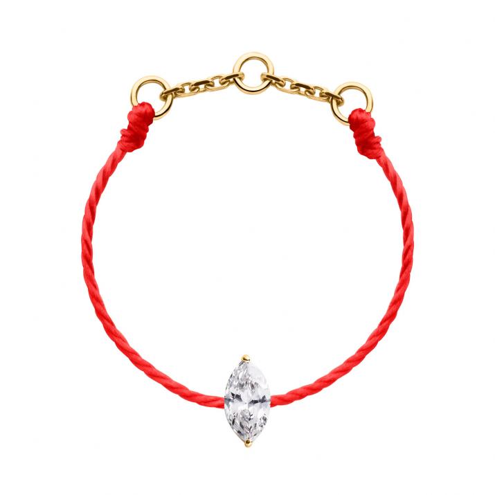 String Ring with 0.10ct Marquise Diamond in Yellow Gold Prong Setting - Redline - 0++