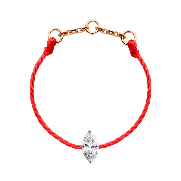 String Ring with 0.20ct Marquise Diamond in Rose Gold Prong Setting - Redline - 0++