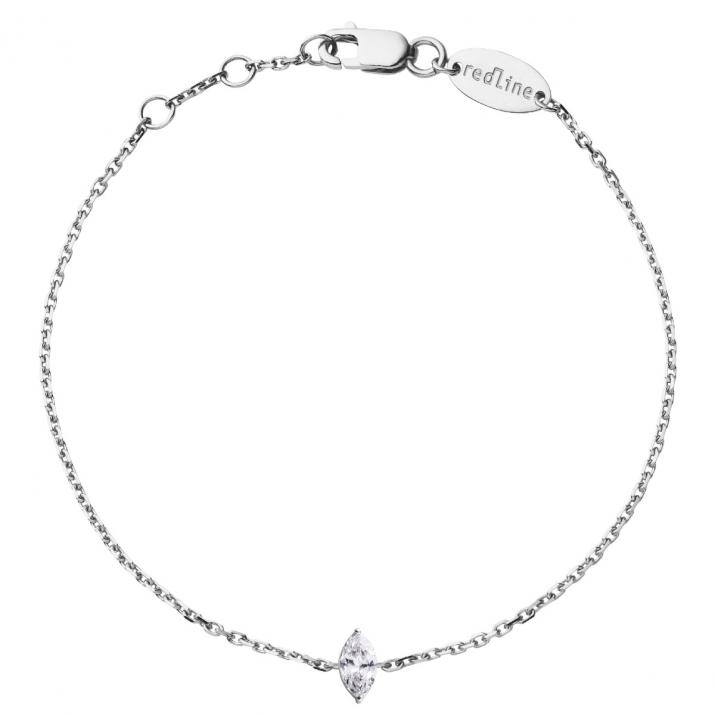 Chain Bracelet For Women with 0.10ct Marquise Diamond in White Gold Prong Setting - Redline - 0++