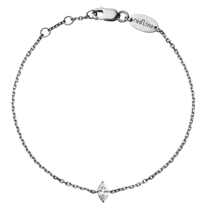 Chain Bracelet For Women with 0.10ct Marquise Diamond in Black Gold Prong Setting - Redline - 0++