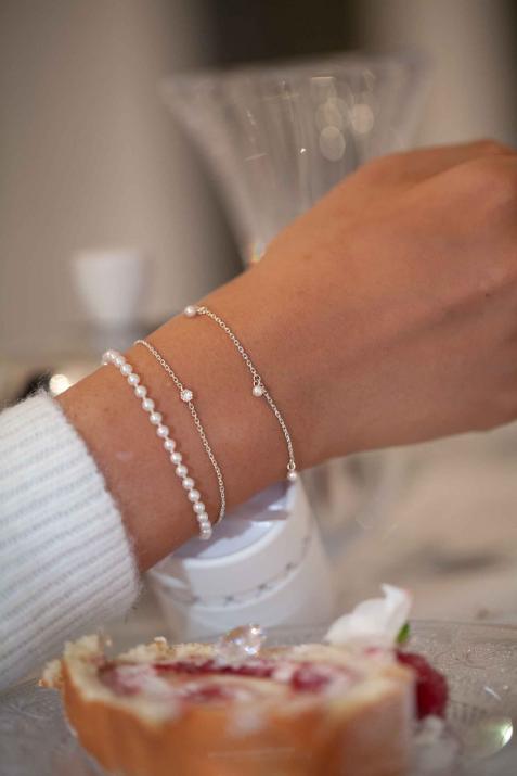 Браслет Milakoya 5 жемчуг на цепочке из белого золота - Redline - 0++