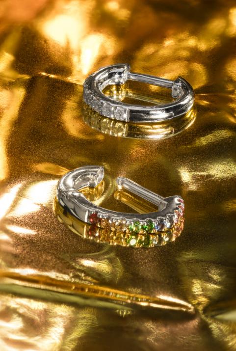 Серьги Si Joli Mini Creole Rainbow Белое Золото - Redline - 0++