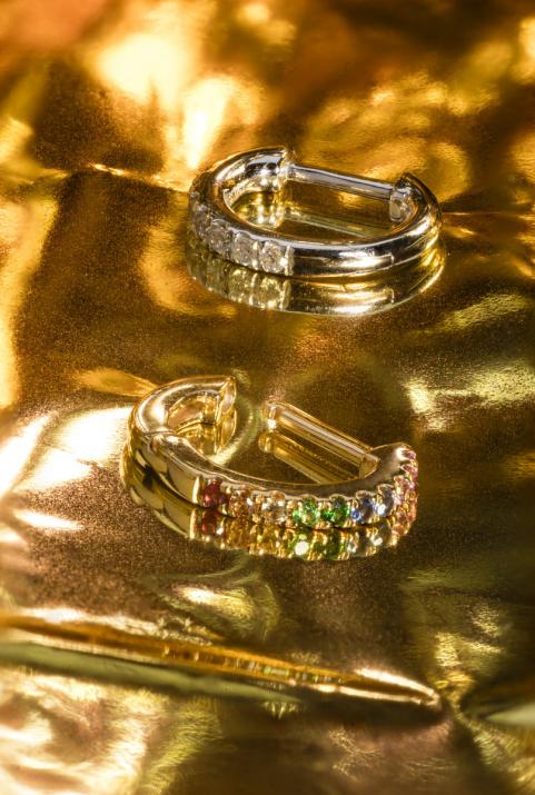 Серьги Si Joli Mini Creole Rainbow желтое золото - Redline - 0++