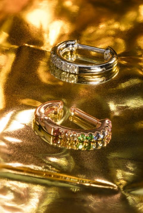 Серьги Si Joli Mini Creole Rainbow Розовое золото - Redline - 0++