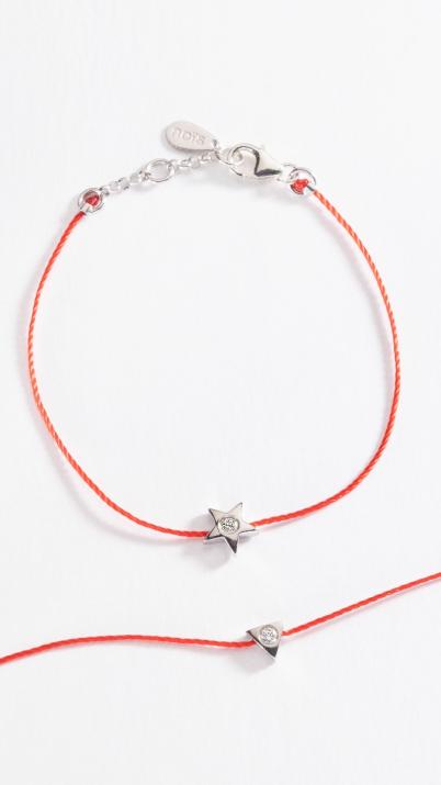 String Bracelet For Women with 0.05ct Round Diamond in Silver Bezel Setting - Redline - 0++