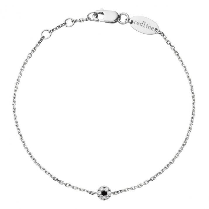 Chain Bracelet For Women with 0.06ct Round Black Diamond in White Gold Cluster Setting - Redline