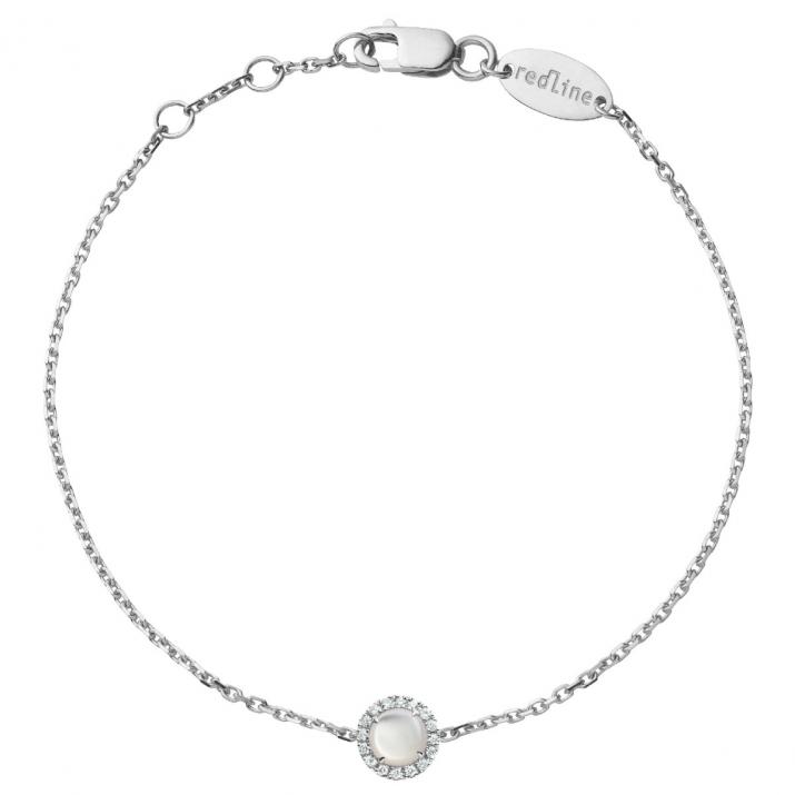 Chain Bracelet For Women with 0.085ct Round Diamond in White Gold Prong Setting - Redline