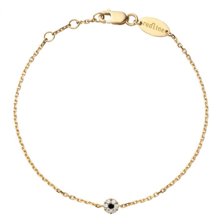 Chain Bracelet For Women with 0.06ct Round Black Diamond in Yellow Gold Cluster Setting - Redline