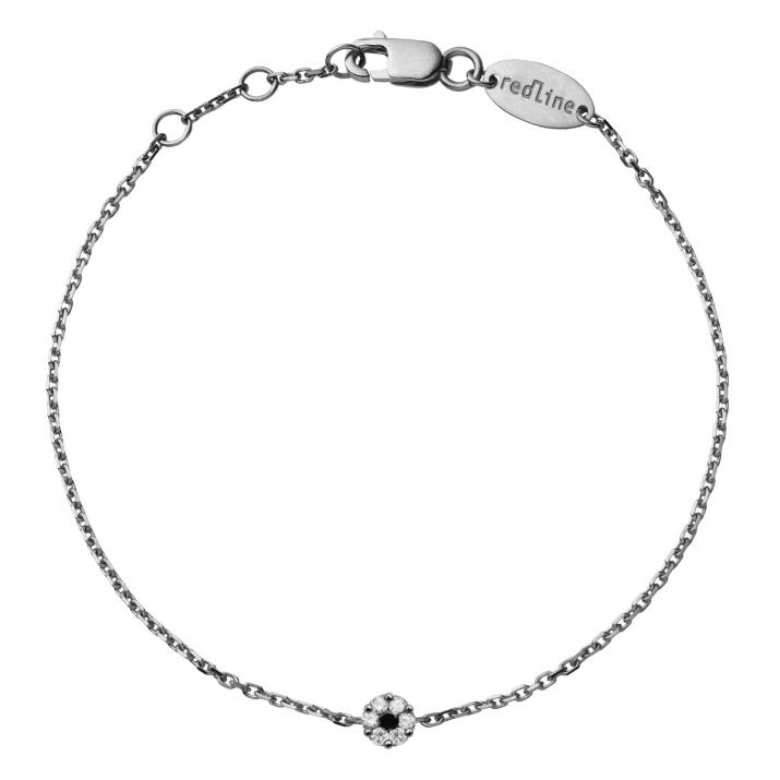 Chain Bracelet For Women with 0.06ct Round Black Diamond in Black Gold Cluster Setting - Redline