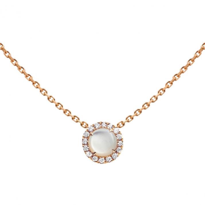 Chain Necklace For Women with 0.085ct Round Diamond in Rose Gold Prong Setting - Redline