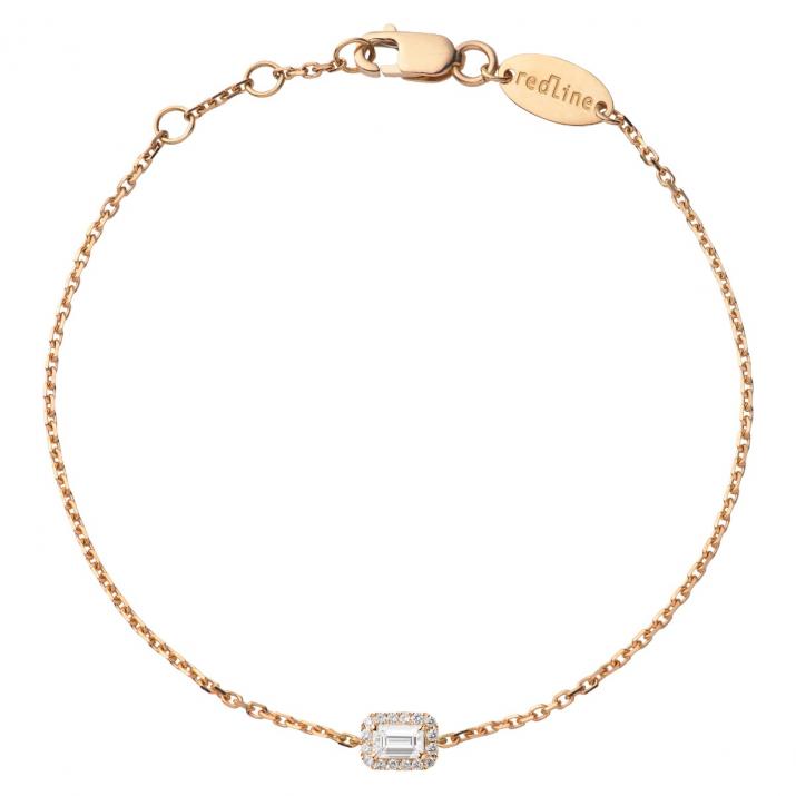 Chain Bracelet For Women with 0.33ct Princess Diamond in Rose Gold Prong Setting - Redline - 0++
