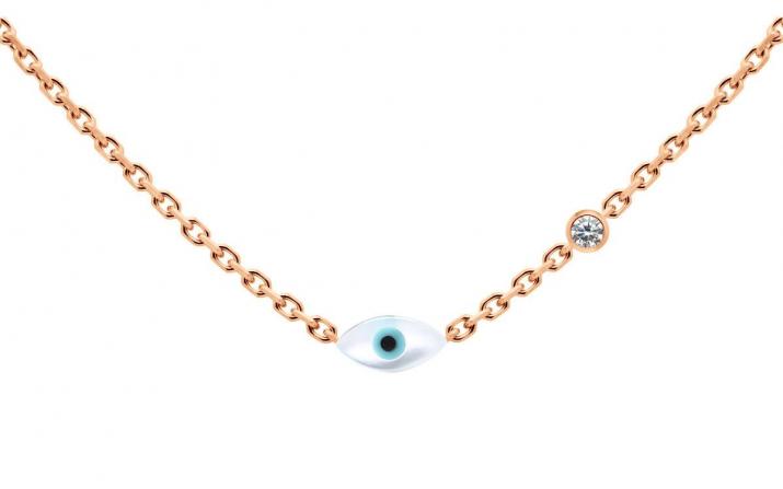 Chain Necklace For Women with 0.05ct Round Diamond in Rose Gold Bezel Setting - Redline