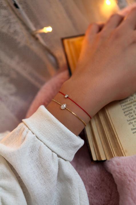 Chain Bracelet For Women with 0.34ct Pear Diamond in Rose Gold Prong Setting - Redline - 0++