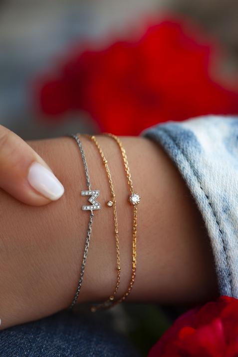 Браслет-цепочка из белого золота с бриллиантами - Redline - 0++