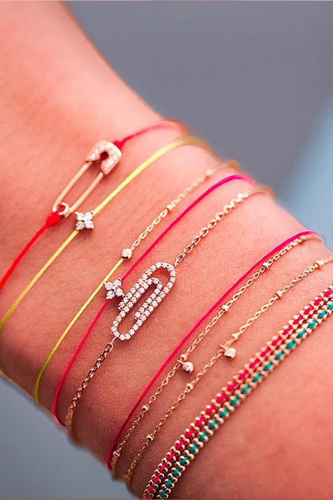 Chain Bracelet For Women with 0.12ct Round Diamond in Rose Gold Pavé Setting - Redline - 0++