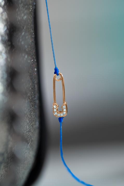 String Bracelet For Women with 0.029ct Round Diamond in Rose Gold Pavé Setting - Redline - 0++