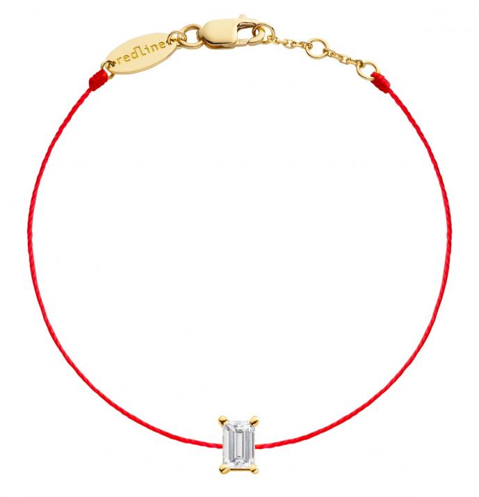 String Bracelet For Women with 0.20ct Princess Diamond in Yellow Gold Prong Setting - Redline - 0++