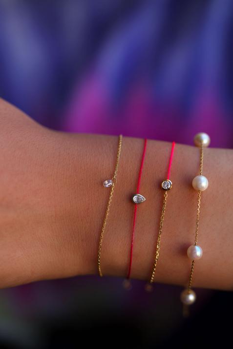 String Bracelet Sky Drop White Gold RedLine Jewelry - Redline - 0++