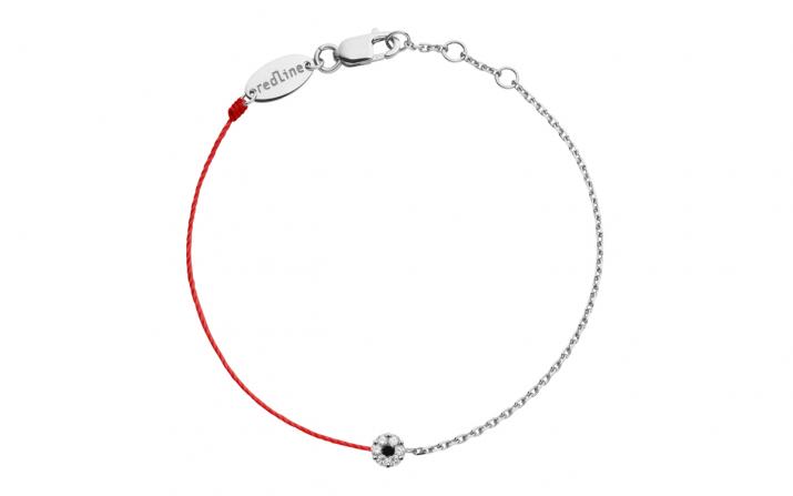 String-Chain Bracelet For Women with 0.06ct Round Diamond in White Gold Cluster Setting - Redline