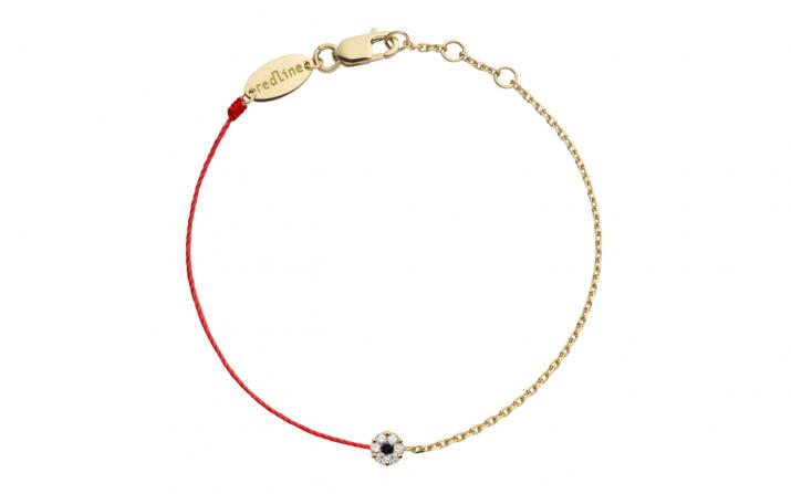 String-Chain Bracelet For Women with 0.06ct Round Diamond in Yellow Gold Cluster Setting - Redline
