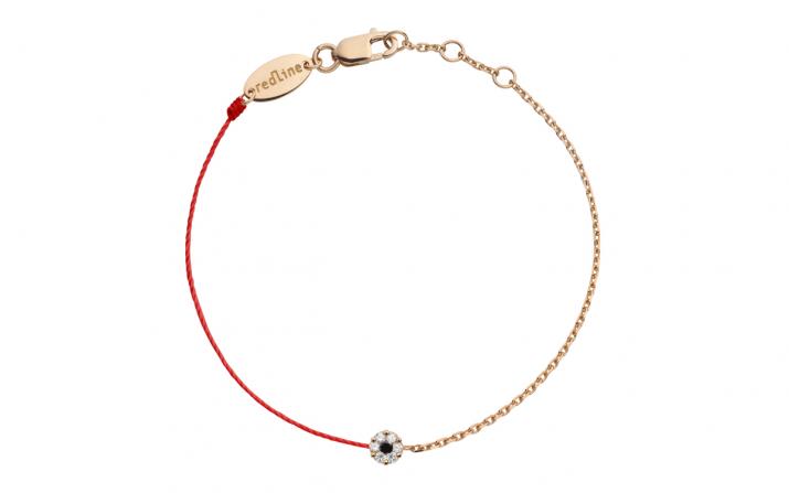 String-Chain Bracelet For Women with 0.06ct Round Diamond in Rose Gold Cluster Setting - Redline