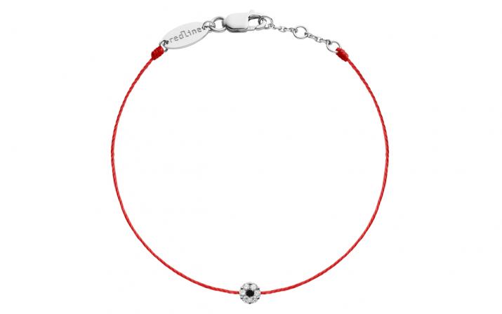 String Bracelet For Women with 0.06ct Round Diamond in White Gold Cluster Setting - Redline - 0++