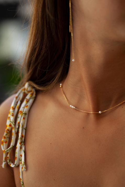 Chain Necklace For Women with 0.01ct Round Diamond in Yellow Gold - Redline - 0++