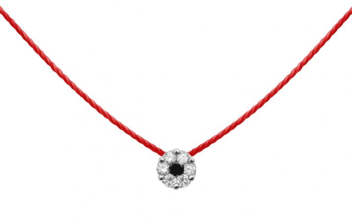 String Necklace For Women with 0.06ct Round Diamond in White Gold Cluster Setting - Redline - 0++